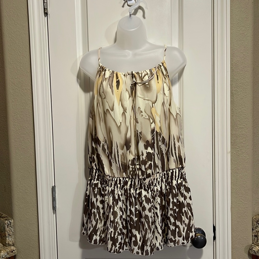 Cream and brown animal print top size 14/16W NWT